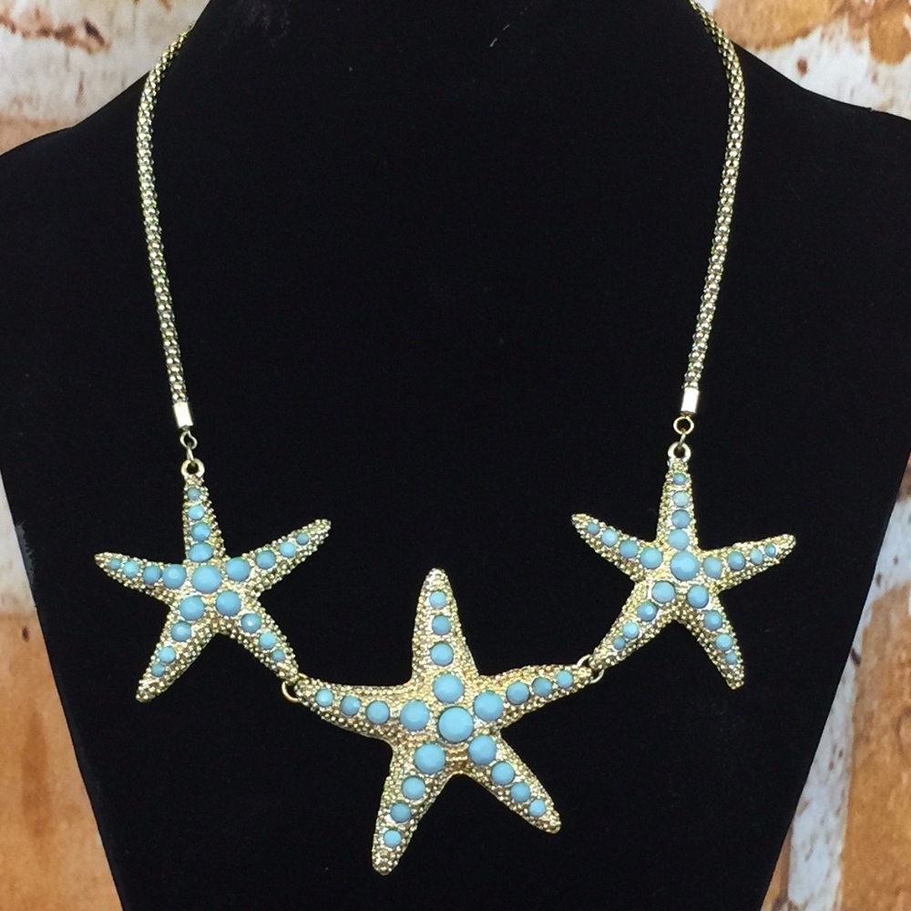 Necklace    Starfish Necklace Blue J6